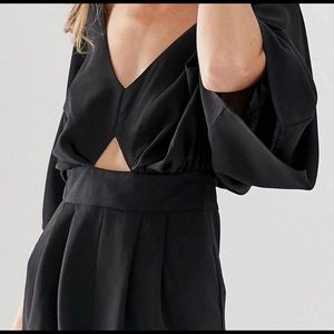 ASOS Black Kimono-Sleeve Keyhole romper